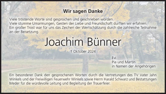 Anzeige von Joachim Bünner von MGO