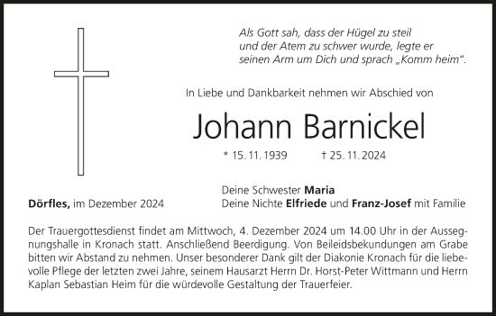 Anzeige von Johann Barnickel von MGO