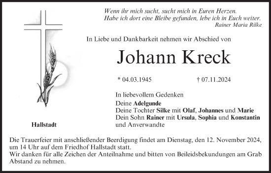 Anzeige von Johann Kreck von MGO