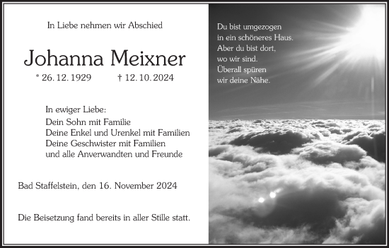 Anzeige von Johanna Meixner von MGO