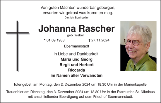 Anzeige von Johanna Rascher von MGO