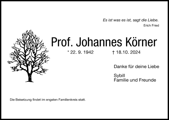 Anzeige von Johannes Körner von MGO