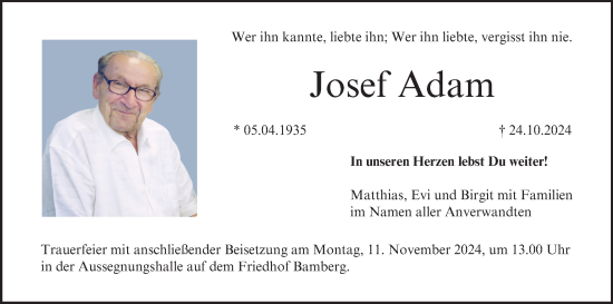 Anzeige von Josef Adam von MGO