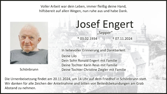 Anzeige von Josef Engert von MGO