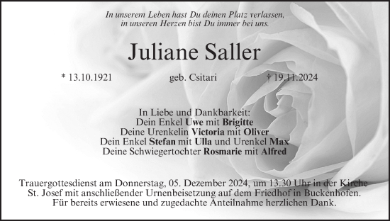 Anzeige von Juliane Saller von MGO