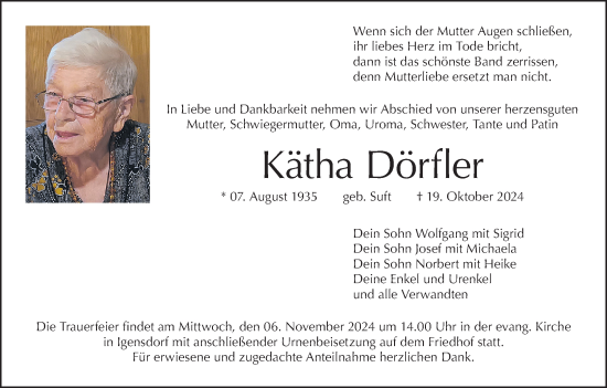 Anzeige von Kätha Dörfler von MGO