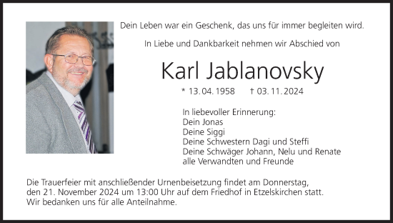 Anzeige von Karl Jablanovsky von MGO