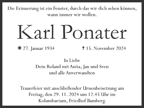 Anzeige von Karl Ponater von MGO