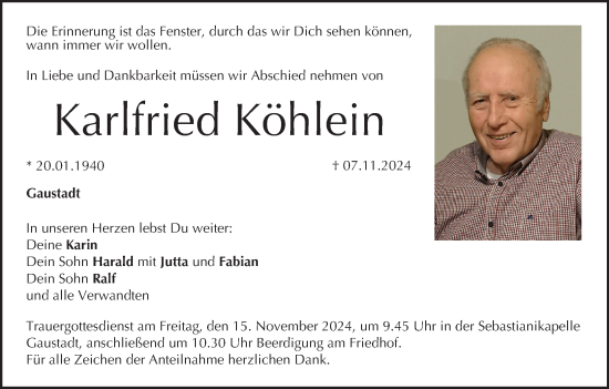 Anzeige von Karlfried Köhlein von MGO