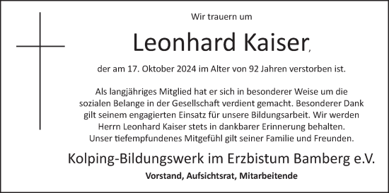 Anzeige von Leonhard Kaiser von MGO