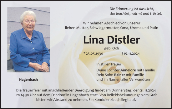 Anzeige von Lina Distler von MGO