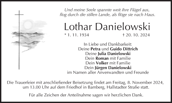 Anzeige von Lothar Danielowski von MGO