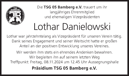 Anzeige von Lothar Danielowski von MGO