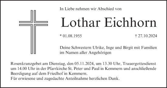 Anzeige von Lothar Eichhorn von MGO