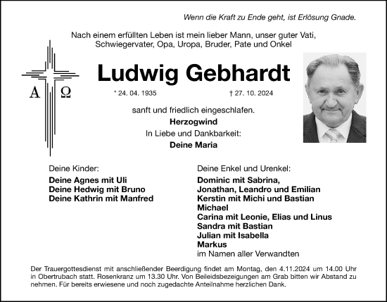 Anzeige von Ludwig Gebhardt von MGO