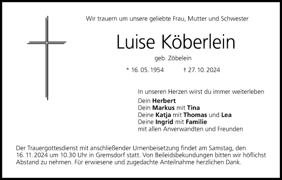 Anzeige von Luise Köberlein von MGO