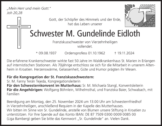 Anzeige von M. Gundelinde Eidloth von MGO