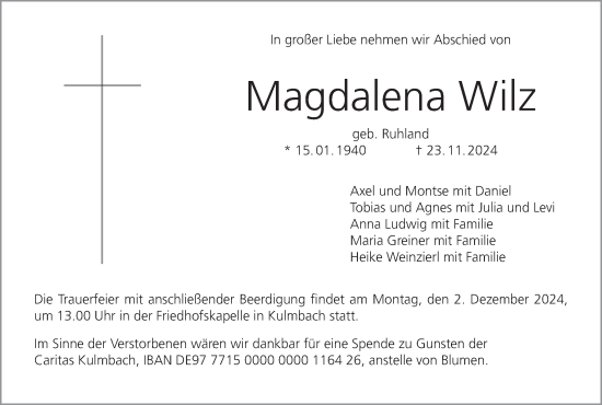 Anzeige von Magdalena Wilz von MGO