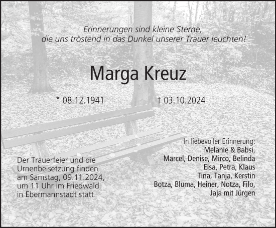 Anzeige von Marga Kreuz von MGO