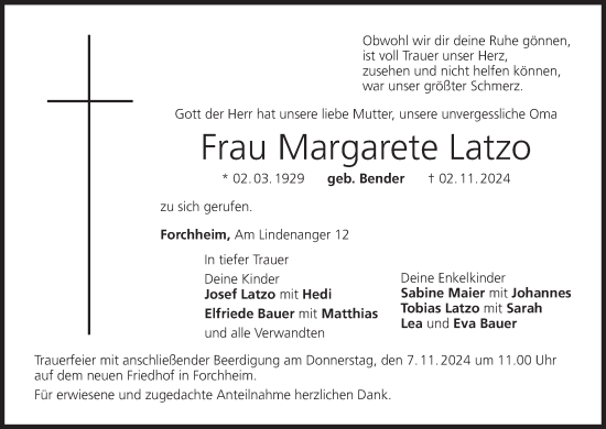 Anzeige von Margarete Latzo von MGO