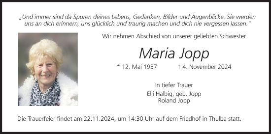 Anzeige von Maria Jopp von MGO