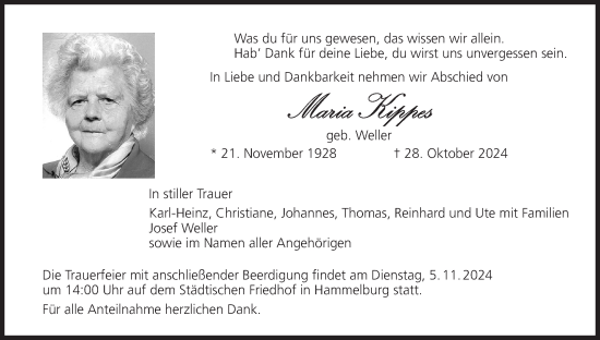 Anzeige von Maria Kippes von MGO