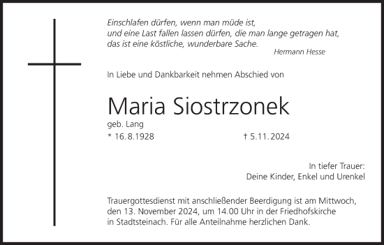 Anzeige von Maria Siostrzonek von MGO