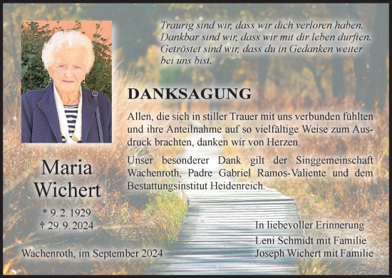 Anzeige von Maria Wichert von MGO