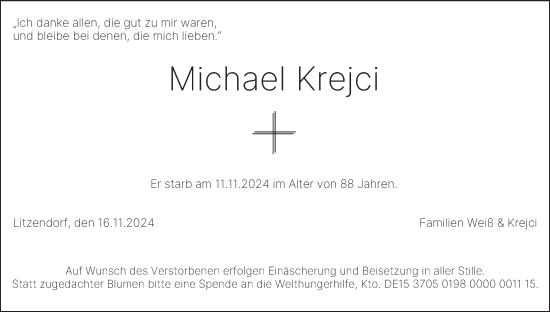 Anzeige von Michael Krejci von MGO