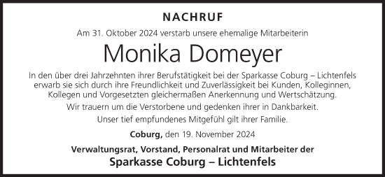 Anzeige von Monika Domeyer von MGO