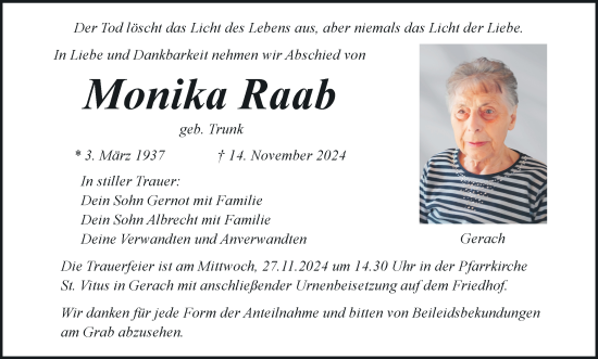 Anzeige von Monika Raab von MGO