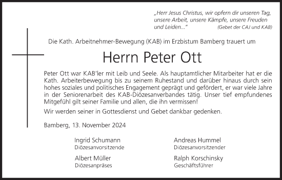 Anzeige von Peter Ott von MGO