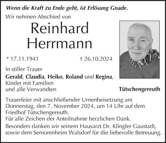 Anzeige von Reinhard Herrmann von MGO