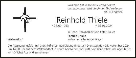 Anzeige von Reinhold Thiele von MGO