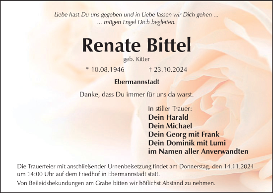 Anzeige von Renate Bittel von MGO