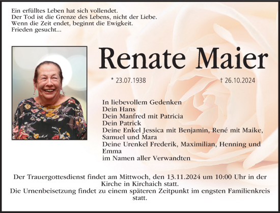 Anzeige von Renate Maier von MGO