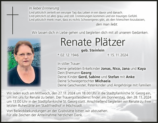 Anzeige von Renate Plätzer von MGO