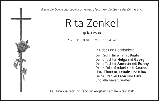 Anzeige von Rita Zenkel von MGO