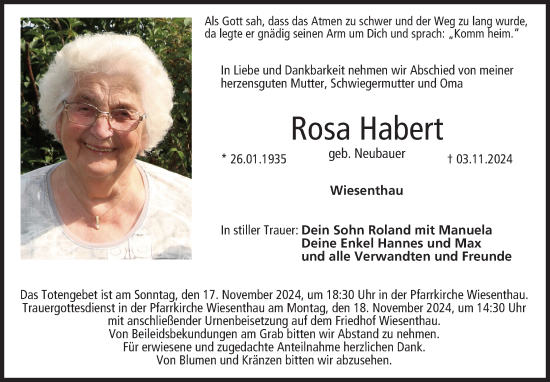 Anzeige von Rosa Habert von MGO