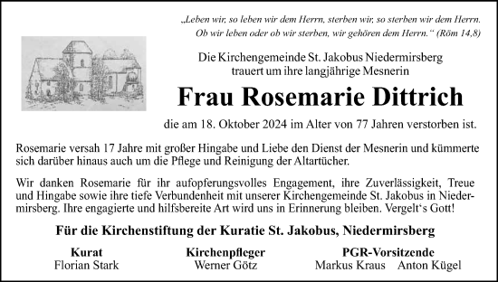 Anzeige von Rosemarie Dittrich von MGO