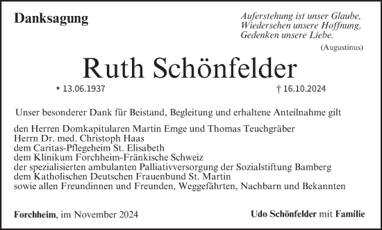 Anzeige von Ruth Schönfelder von MGO