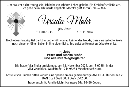 Anzeige von Ursula Mohr von MGO