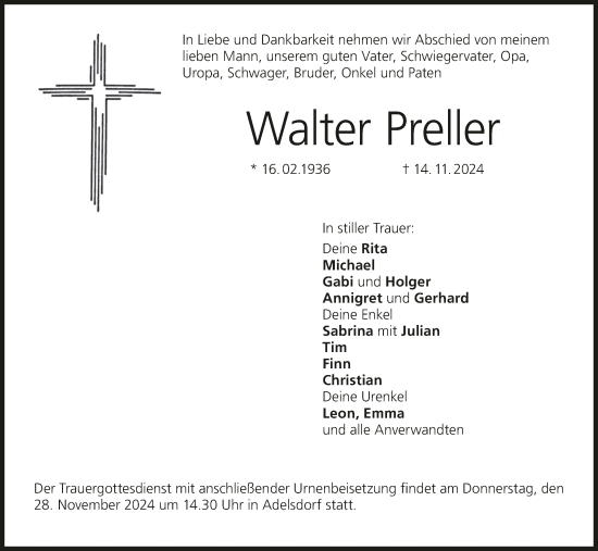 Anzeige von Walter Preller von MGO