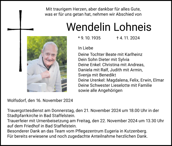 Anzeige von Wendelin Lohneis von MGO