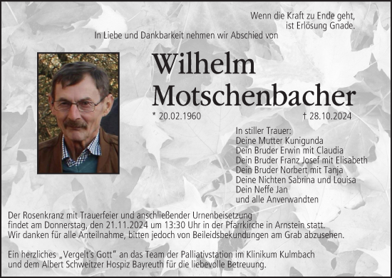 Anzeige von Wilhelm Motschenbacher von MGO