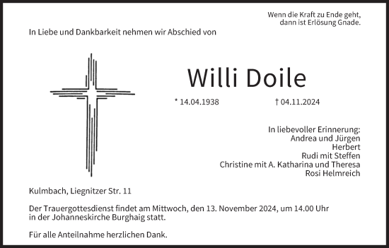 Anzeige von Willi Doile von MGO