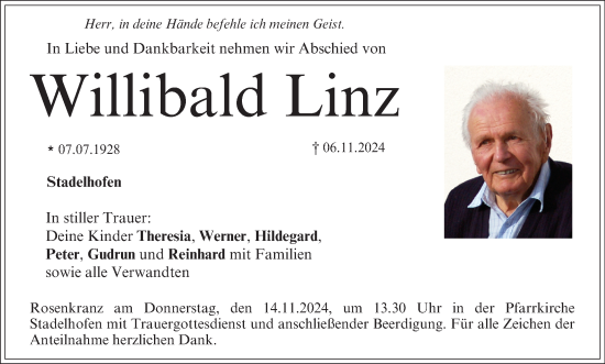 Anzeige von Willibald Linz von MGO