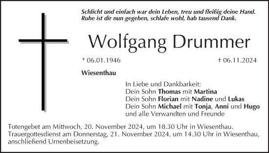 Anzeige von Wolfgang Drummer von MGO