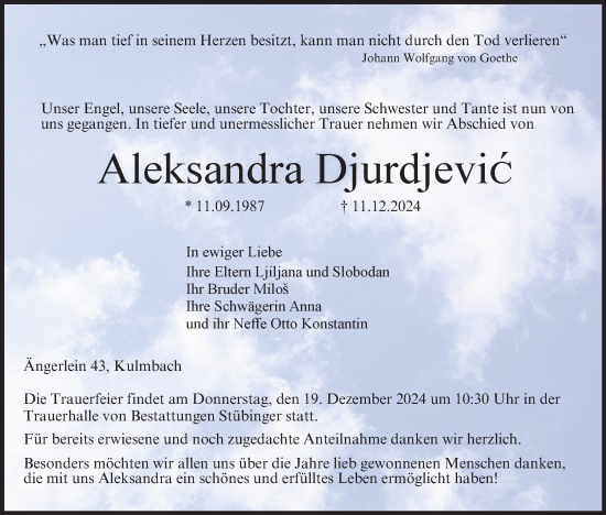 Anzeige von Aleksandra Djurdjevic von MGO