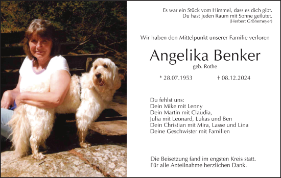 Anzeige von Angelika Benker von MGO